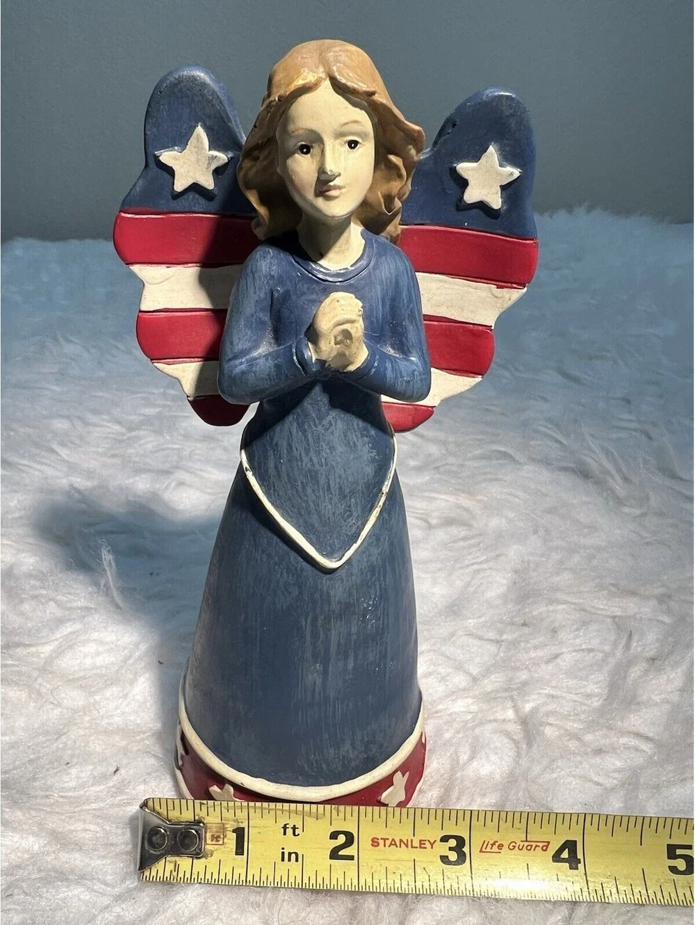 Patriotic Angel in Flag Dress & Wings Figurine